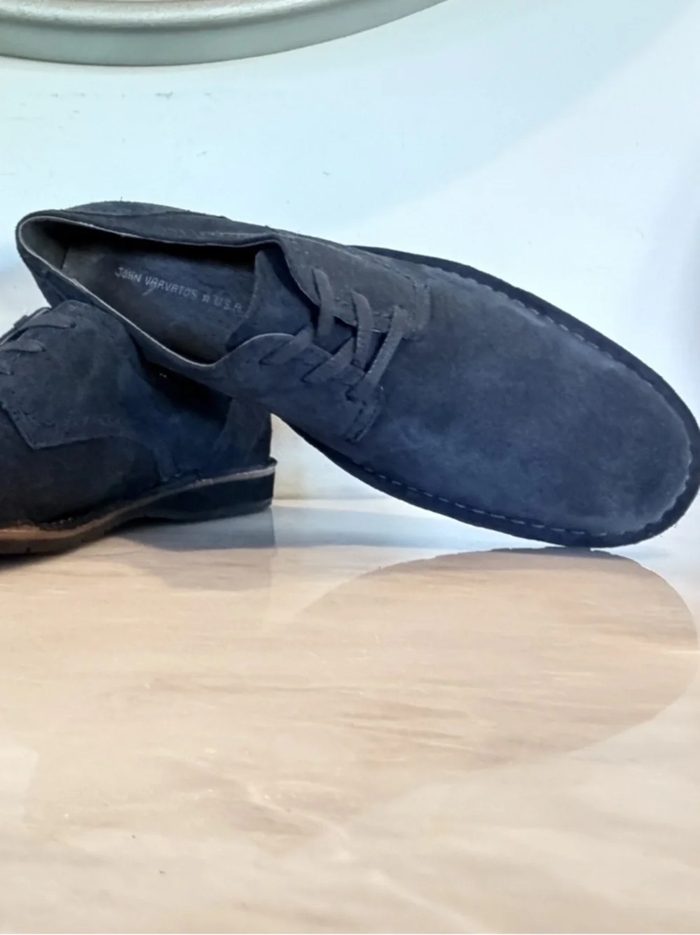 John Varvatos USA Blue Suede Derby Shoes Mens 11 Navy Lace Up Casual Dress